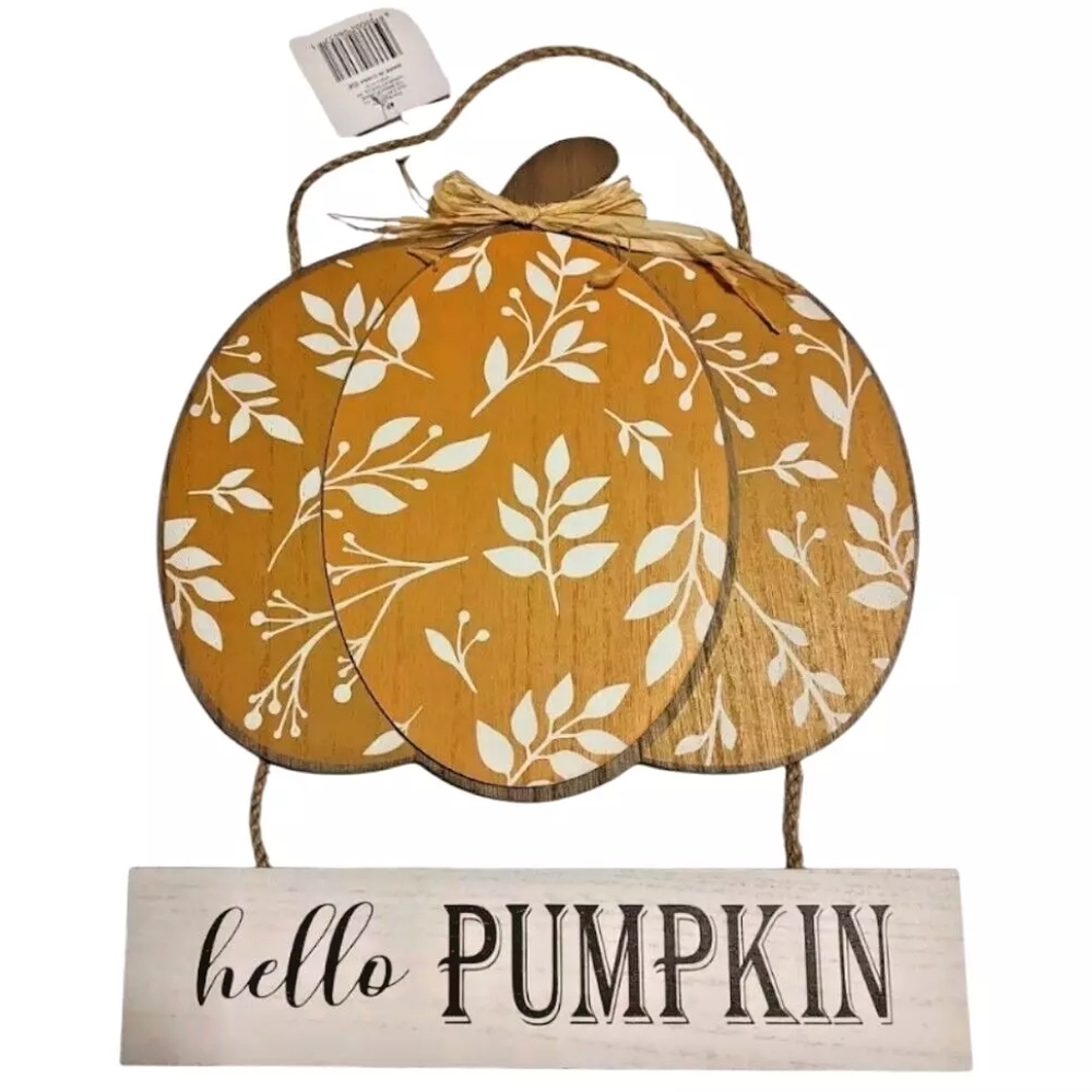 Autumn Pumpkin Wall Decor Orange and White